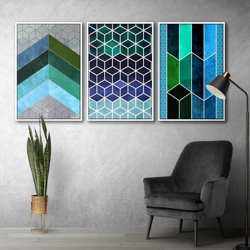 Quadros Textura Cx Alta 40x603 Un Azul Branco