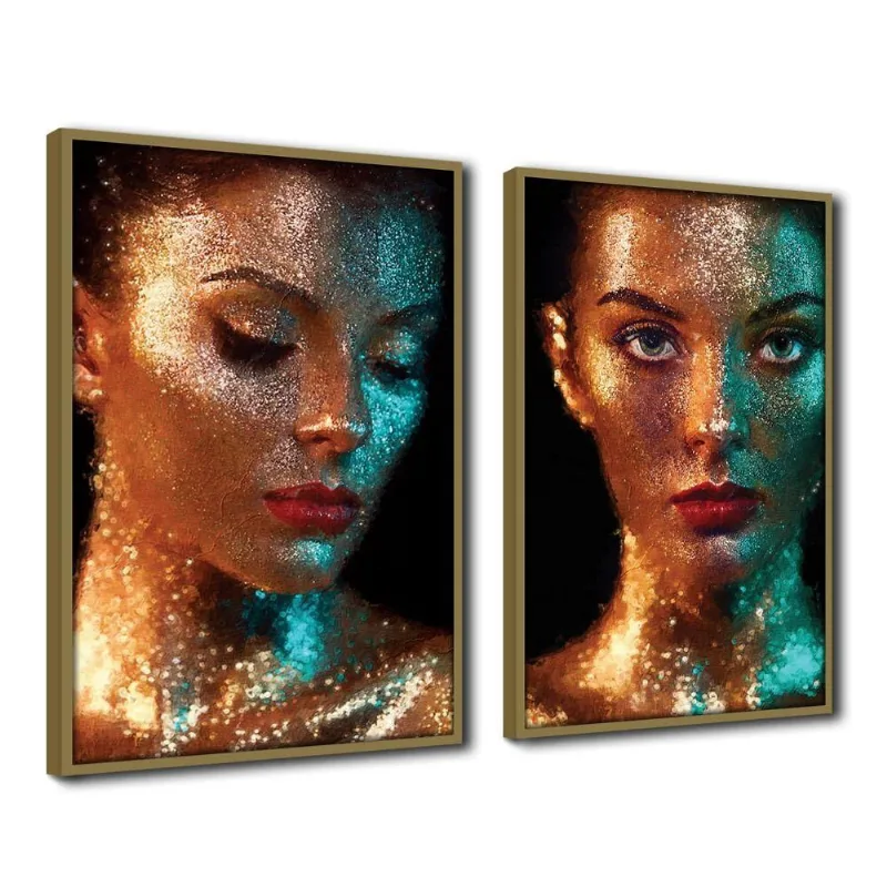 Quadro Textura Cx Alta Pele Dourada 2 Un 40x60 Caqui