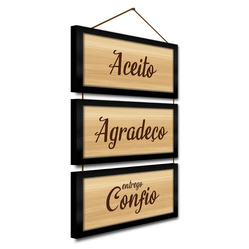 Kit Quadros E Corda 3pçs 17x32 Moldura Preta