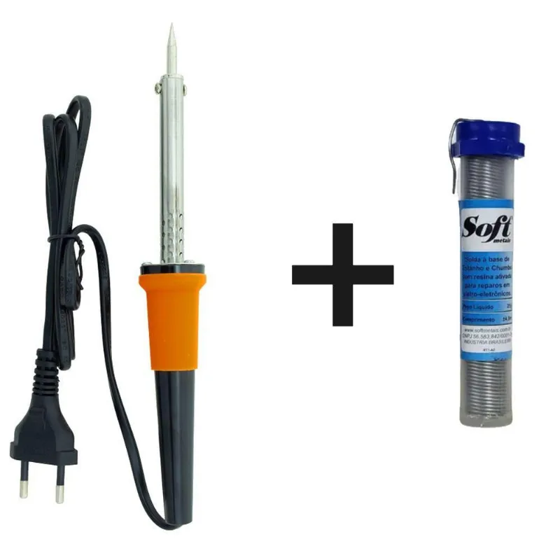 Kit Ferro De Solda Com 1 Tubete Estanho Com Resina 110v 40w