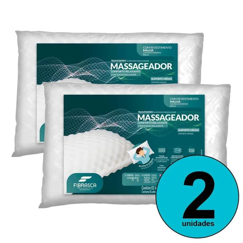 Travesseiro Massageador Suporte Médio 50cm X 70cm Dupla