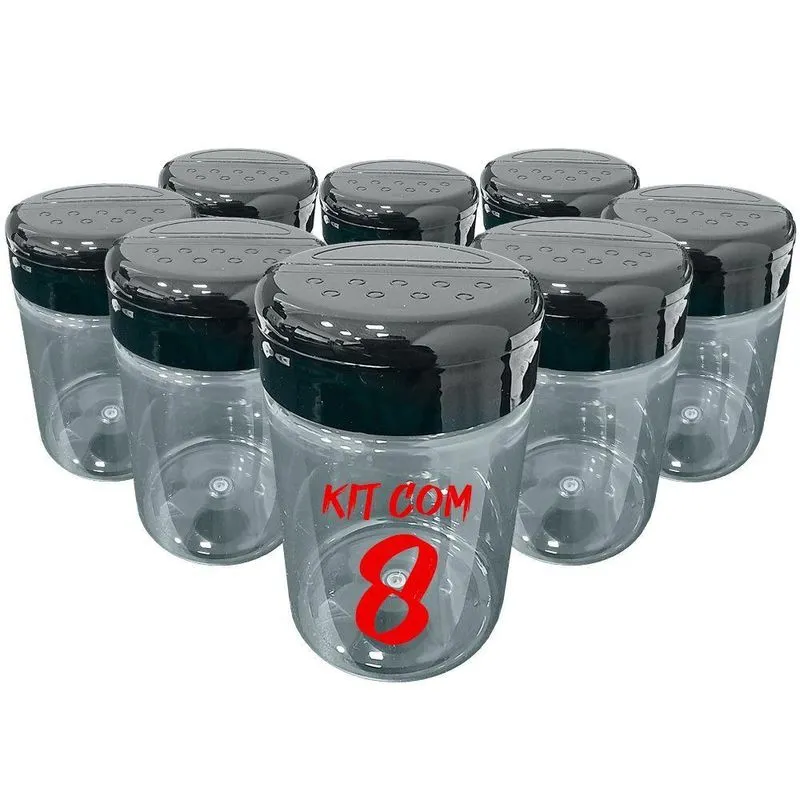 Pote Tempero Kit 8 Potes+16 Etiquetas Adesivas Porta Condimento Cr270