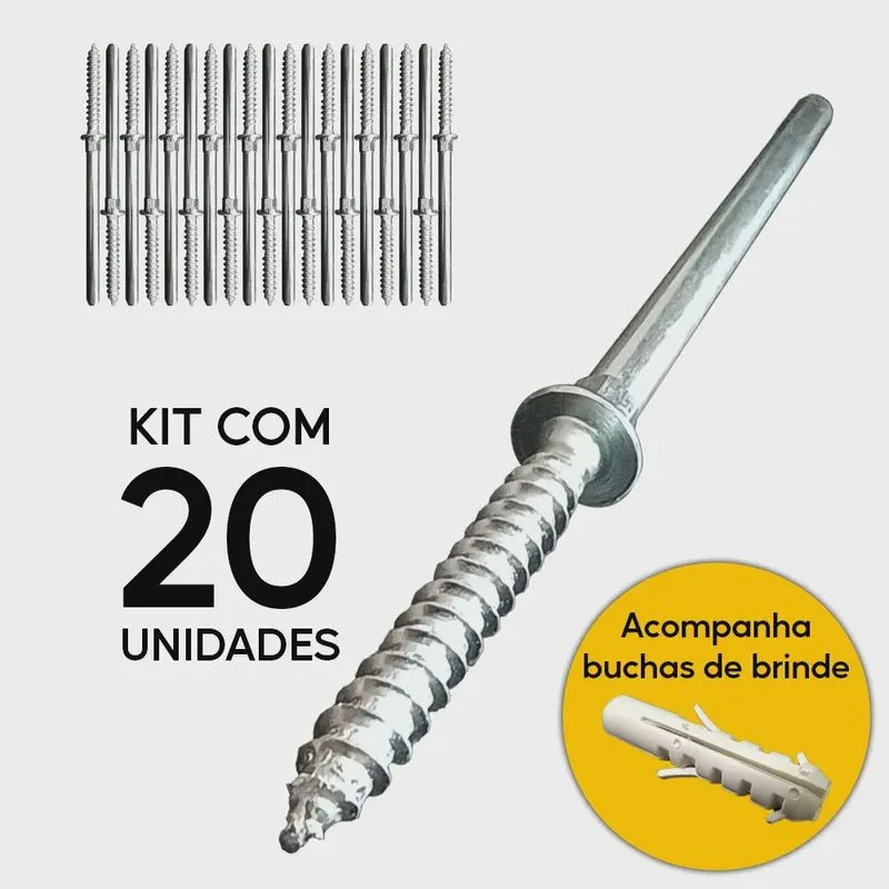 Parafuso Pino Suporte Invisível Prateleira 20 Peças 110mm