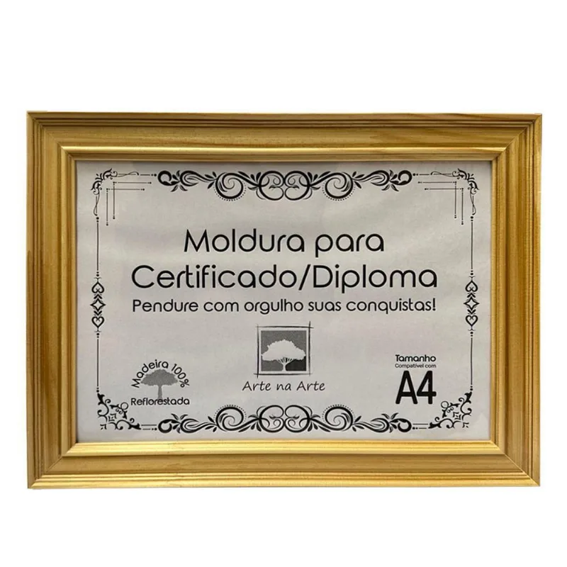 Moldura A4 Quadro Certificado Diploma Premium E Tela Acetato Titulos Moldura Marfim
