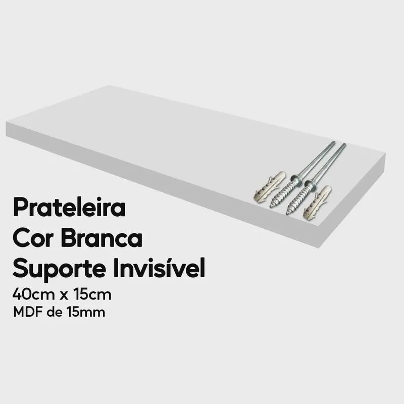 Prateleira Branca de Mdf 40x15 Suporte Invisível Decoração
