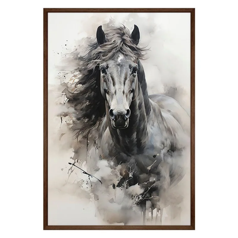 Quadro Decorativo Cavalo Aquarela Moldura Cx Alta 100x66 Titulo Moldura Madeira