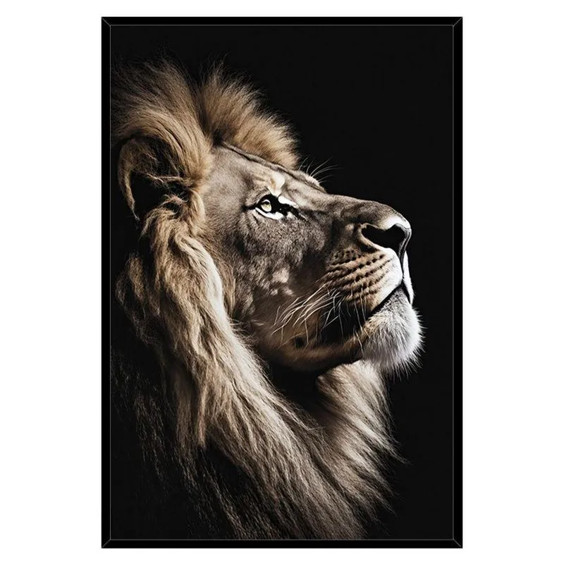 Quadro Decorativo Leão Da Fé Moldura Preta Cx Alta 40x60