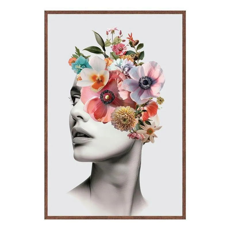 Quadro Decorativo Mulher Floral Retangular 40x60cm Em Mdf Sem Vidro Acrílico Ypê