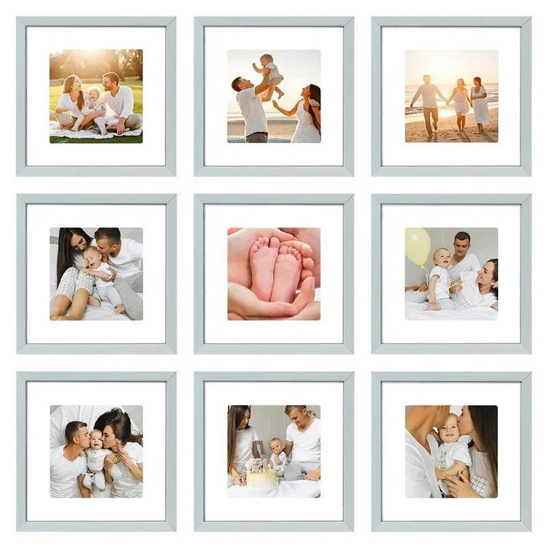 Kit Quadro Porta Retrato 30x30 Com Paspatur Branco Para Foto 20x20