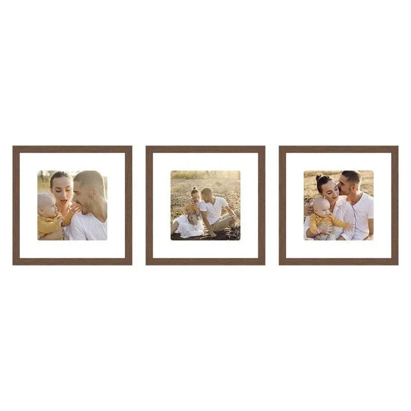 Kit Quadro Porta Retrato 30x30 Foto 20x20 Paspatur Branco Ypê 3 Unidades