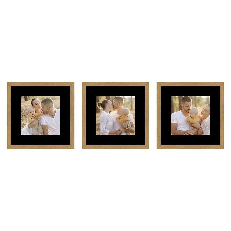 Kit Quadro Porta Retrato 30x30 Com Paspatur Preto 3 Unidades