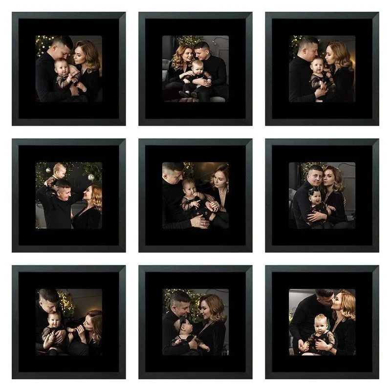 Kit Quadro Porta Retrato 30x30 Paspatur Preto 9 Unidades