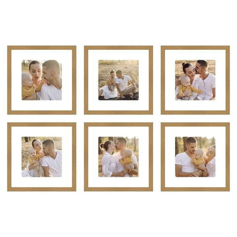 Kit Quadro Porta Retrato 32x32 Foto 20x20 Paspatur Branco Cor Moldura Freijo Quantidade Kit Com 6 Unidades