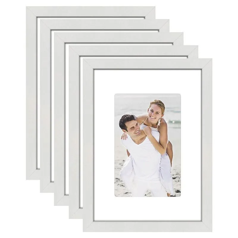 Kit 5 Porta Retrato 15x21 Paspatur Branco Com Suporte Gravata