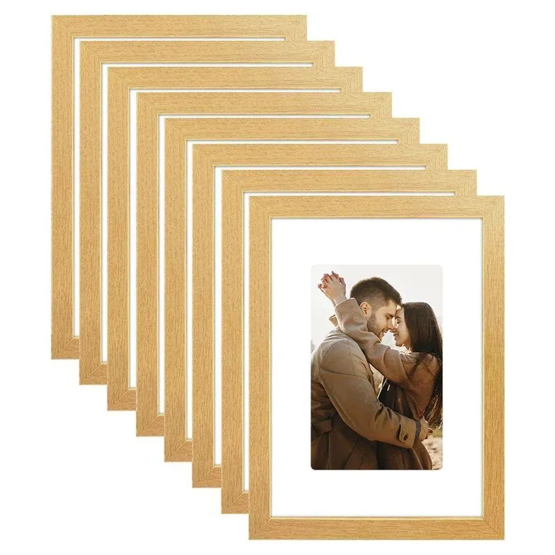 Kit 8 Porta Retrato 21x15 Quadro Paspatur 15x21 Fotos 10x15 Marfim Com Suporte Gravata