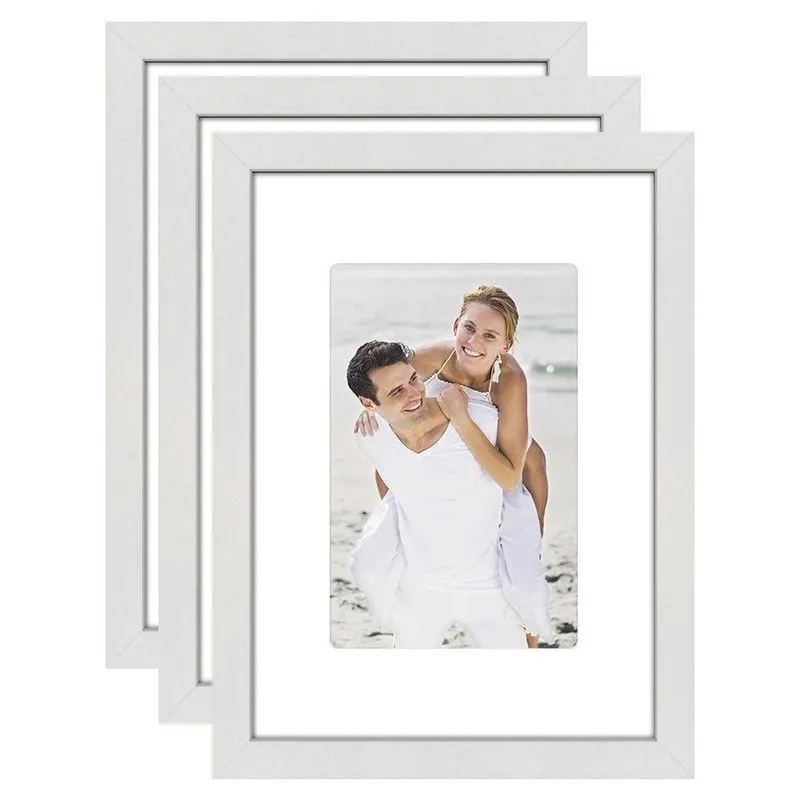 Kit 3 Porta Retrato 21x15 Quadro Paspatur Branco Com Suporte Gravata