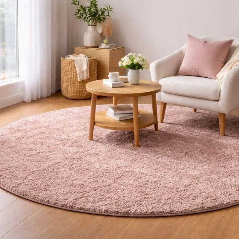 Tapete Redondo Milano Soft Nude Antiderrapante Tamanho:1,50