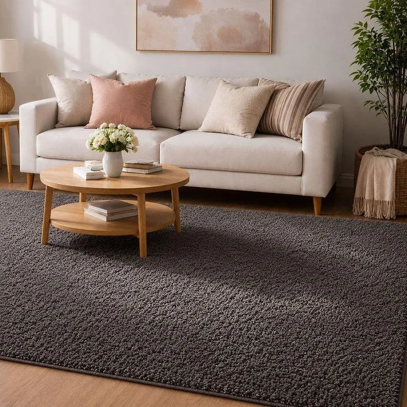 Tapete Milano Soft Retangular Poliéster Base Antiderrapante Toque Macio Para Sala Cinza