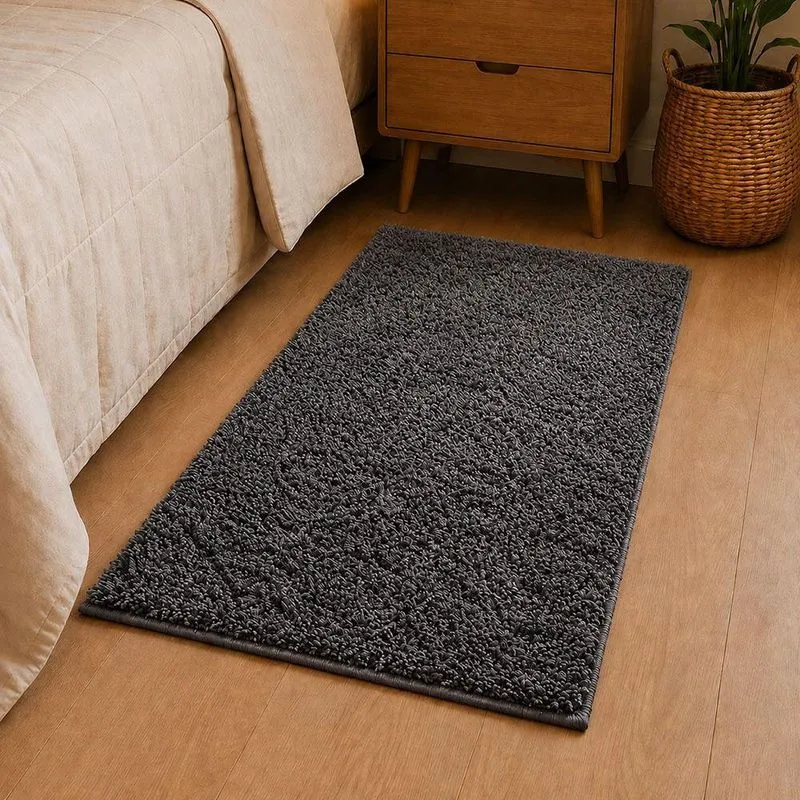 Tapete Milano Soft Retangular Poliéster Base Antiderrapante Toque Macio Para Quarto Minério