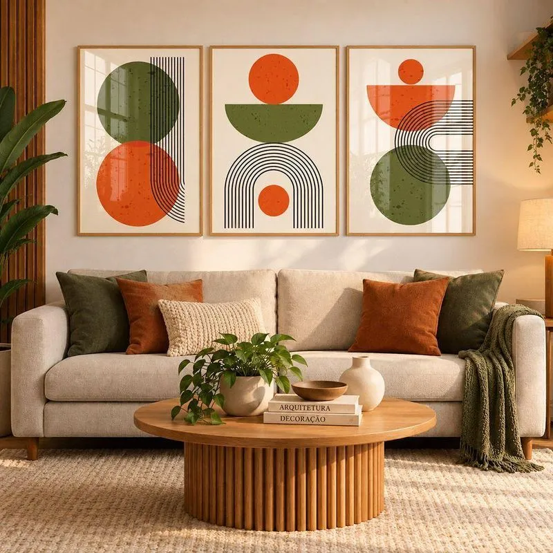 Quadro Decorativo Abstrato Elemento Harmonia Retangular Com Moldura Freijo SHD Soleil Home Decor 3