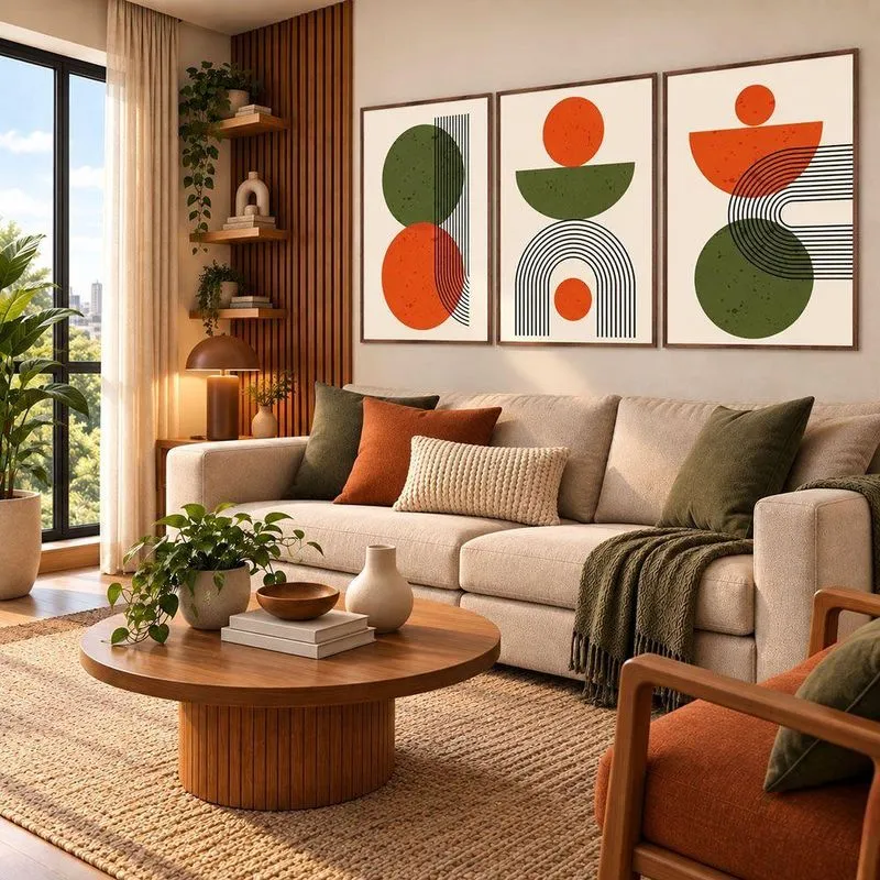 Quadro Decorativo Elemento Harmonia Retangular Com Moldura Madeira Maciça Amadeirado Shd Soleil Home