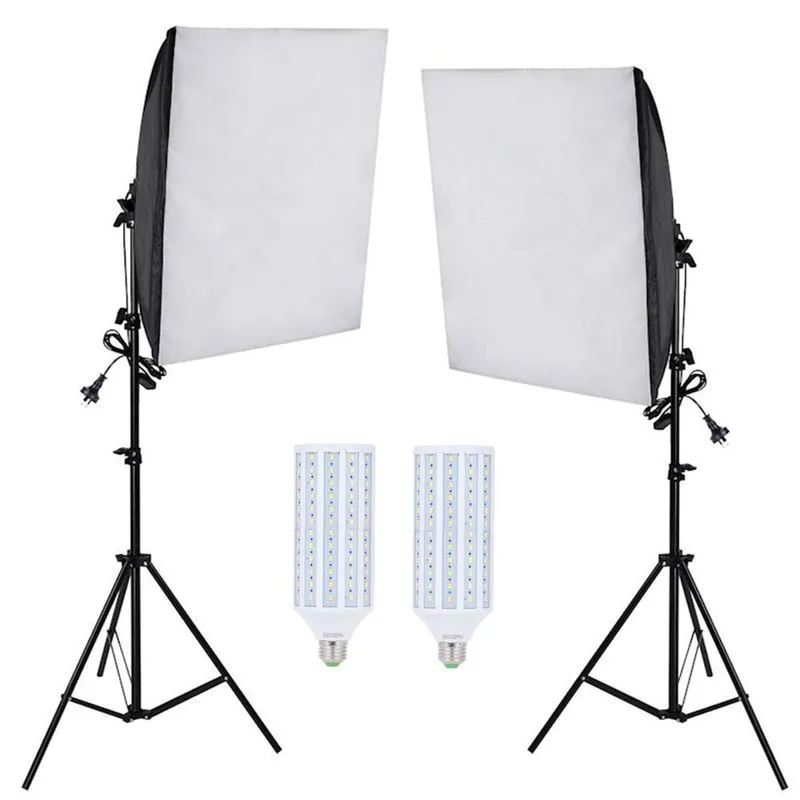 Kit Iluminação Estúdio LED 2x60W Softbox 60x60 com Tripé