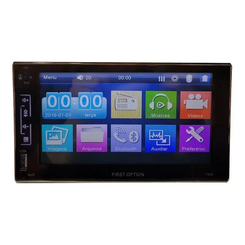 Central Multimídia 7 Pol Espelha Android Ios Bluetoo Usb Sd