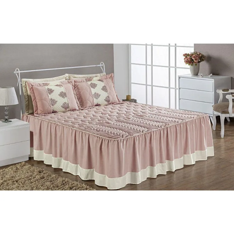 Colcha Súria Matelada Casal Queen 5 Peças Rosê