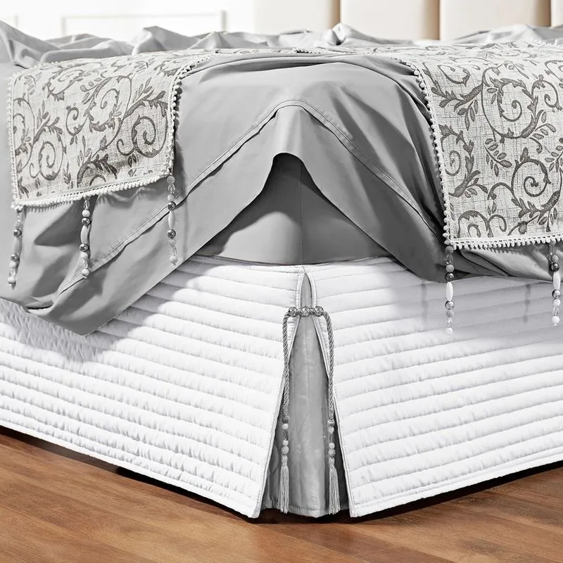 Saia Para Box Dual Solteiro Matelassê Costurado - Branco