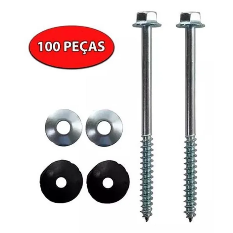 100 Parafusos Telha Kit Completo 5/16X110Mm Daja Pratic