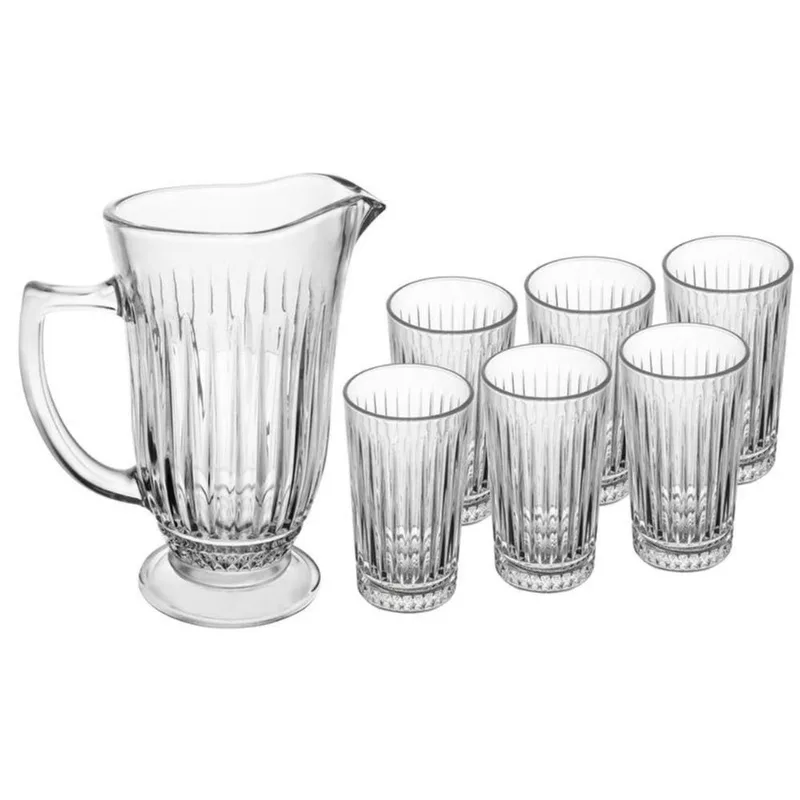 Conjunto de Jarra 1L e Copos 300ml de Vidro Lyor Deli Diamante 7 Peças - LYOR