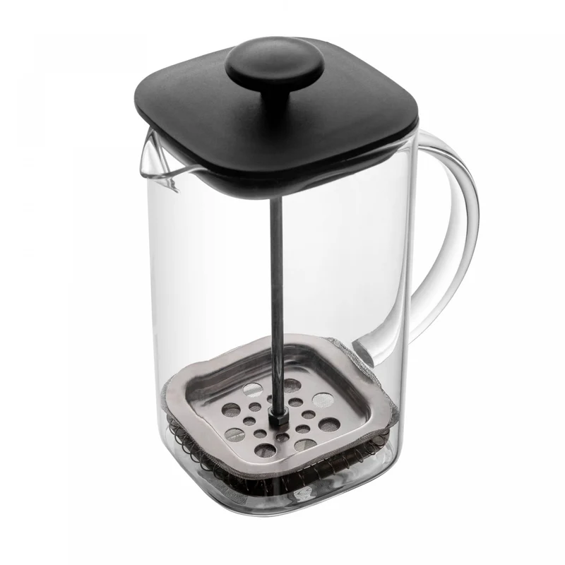 Cafeteira Prensa Francesa de Vidro Borossilicato e Tampa de Plástico Preta Quadratta 700ml - Lyor Unico - LYOR