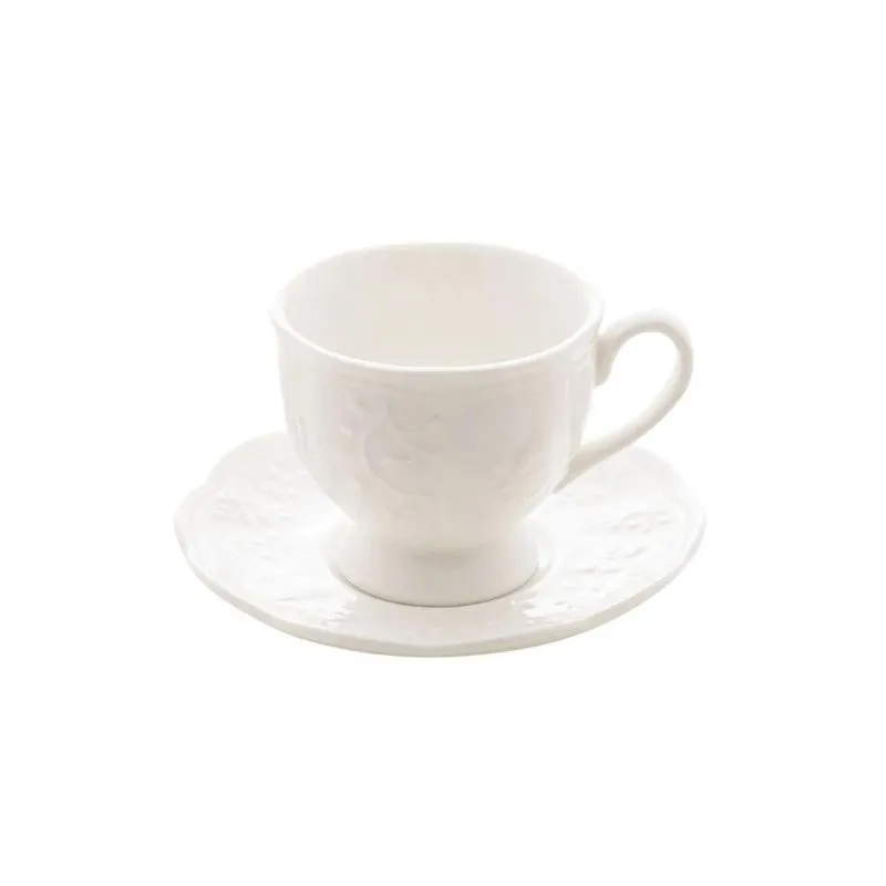 Xícara Para Café Com Pires Em Porcelana Butterfly Flower 100ml Lyor