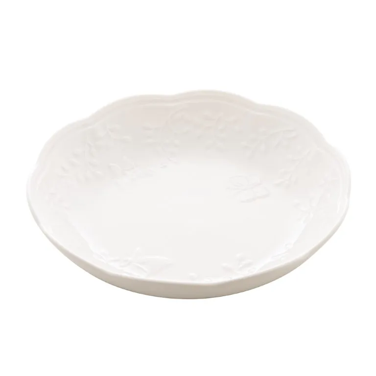 Prato Fundo De Porcelana New Bone Butterfly Flower 21,5x21,5x4,5cm