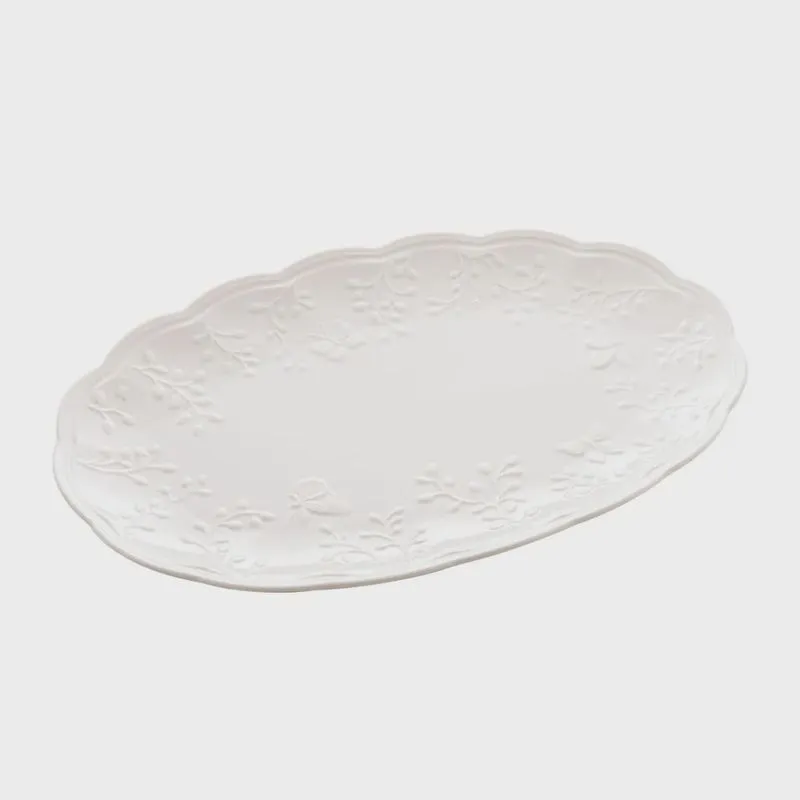 Travessa de Porcelana New Bone Butterfly Flower 36,5x24x3cm 220134 - Lyor