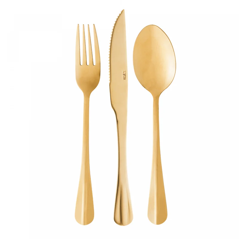 Conjunto 6 Talheres para 2 Pessoas de Aço Inox Positano Dourado - Lyor Unico