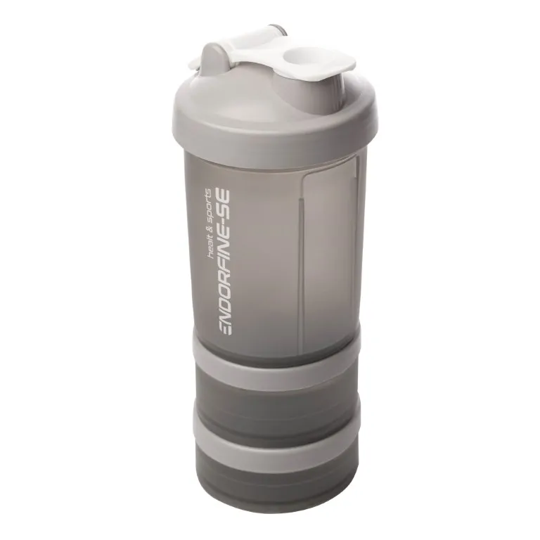 Garrafa Shaker 3 Em 1 De Plastico Performance Cinza 650ml Lyor