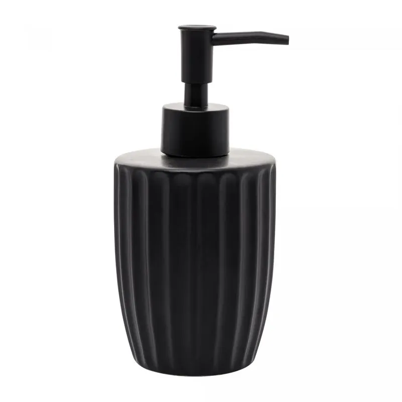 Porta Sabonete Líquido de Cerâmica Canelatta Preto 330ml Lyor