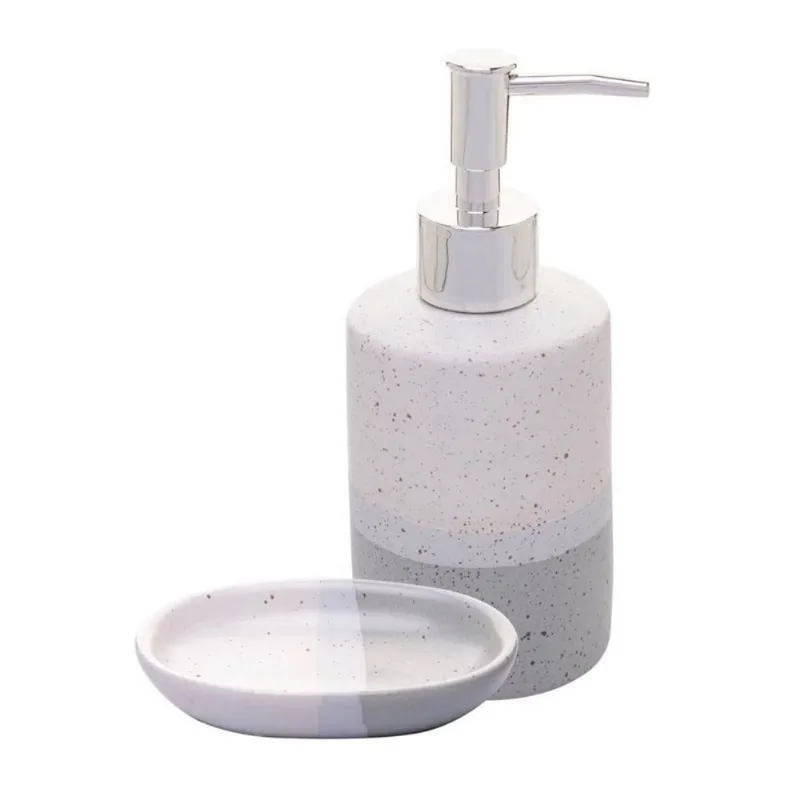 Kit Saboneteira Degradee Cinza Cerâmica C/2 Peças 220415 - LYOR