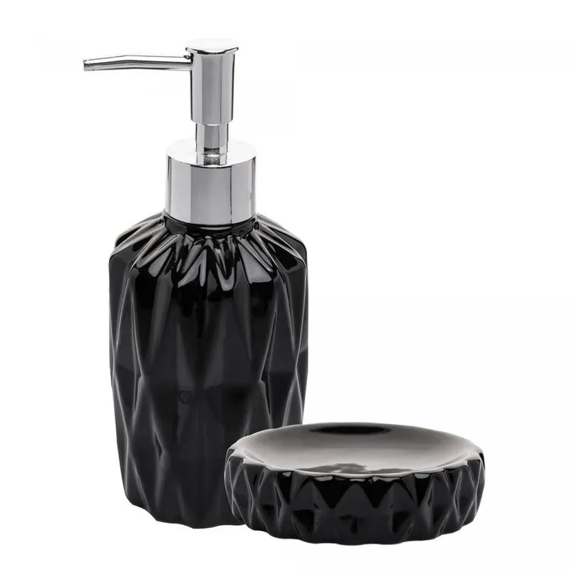 Conjunto 2 Peças Para Banheiro De Cerâmica Diamond Preto Lyor