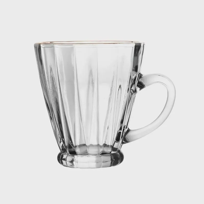Conjunto 4 Xícaras para Café de Vidro com Fio de Ouro Radial 160ml 220418 - Lyor