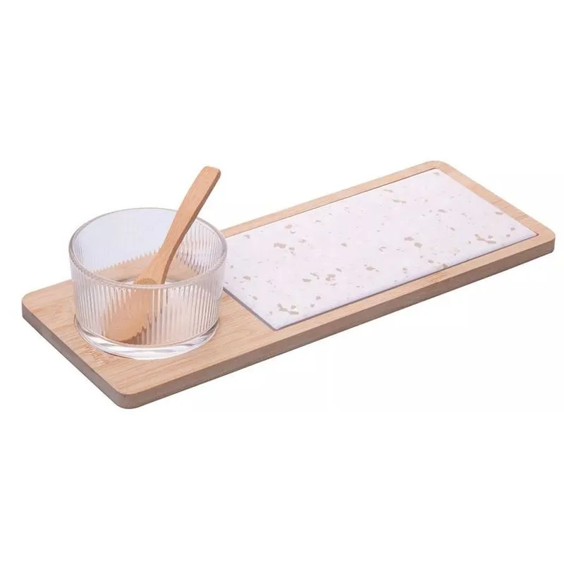 Conjunto De Petisqueira 4 Peças Com Colher E Bandeja- Lyor