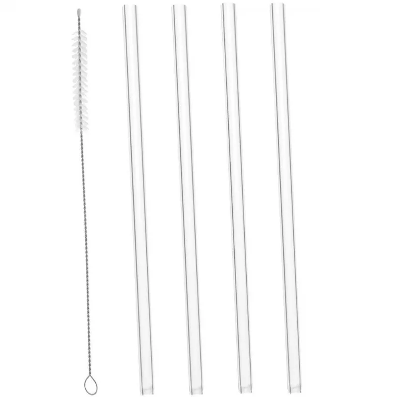 Conjunto 4 Canudos De Vidro Lyor Com Escova Para Limpeza 20cm - LYOR