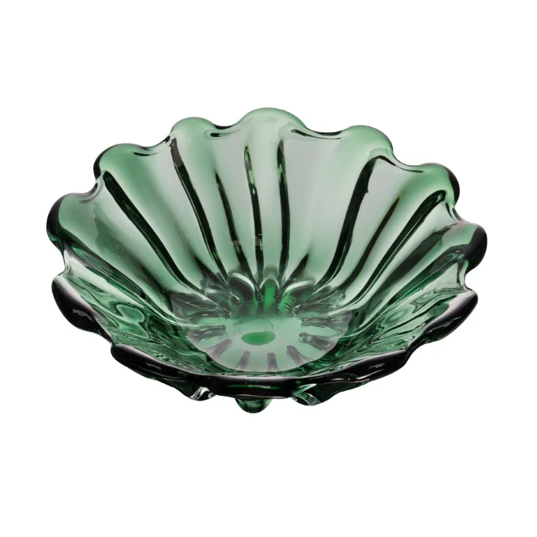 Centro De Mesa De Vidro Italy Tipo Murano Verde 32cm X 13cm