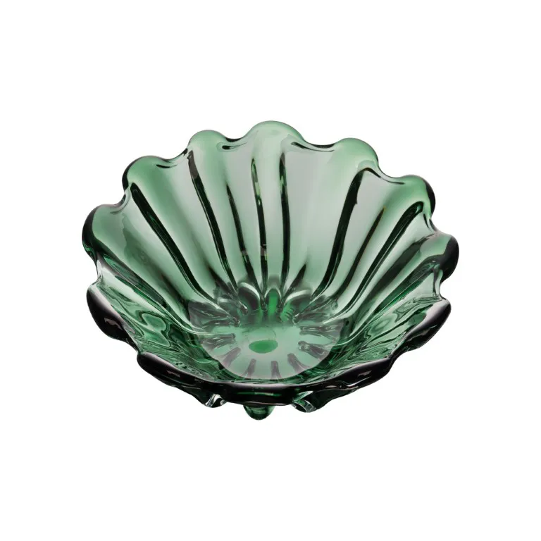 Centro De Mesa De Vidro Italy Tipo Murano Verde 25cm X 11cm