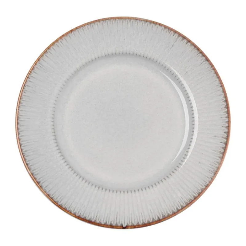 Prato Raso Em Cerâmica Linear 27cm Lyor Cinza - LYOR