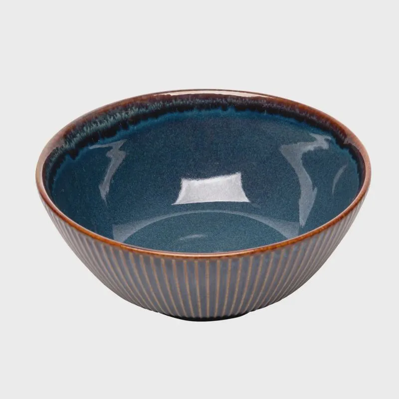 Bowl de Cerâmica Linear Azul 16x7cm 220651 - Lyor