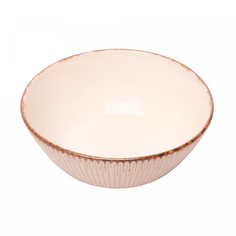 Bowl de Cerâmica Linear Bege 680ml - Lyor Unico - LYOR
