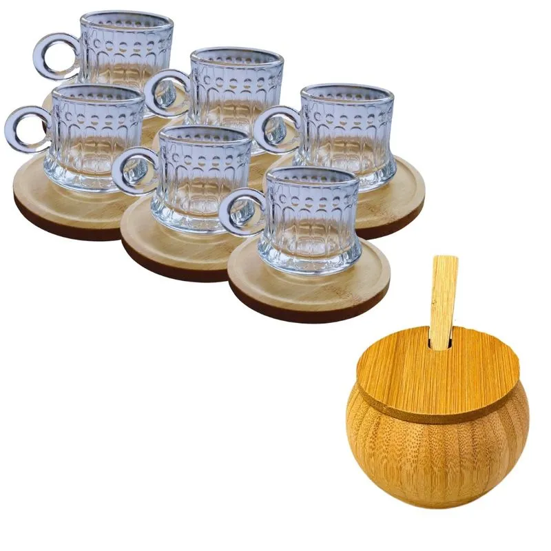 Kit Jogo para Café 13 Peças 6 Xícaras com Pires e Açucareiro.