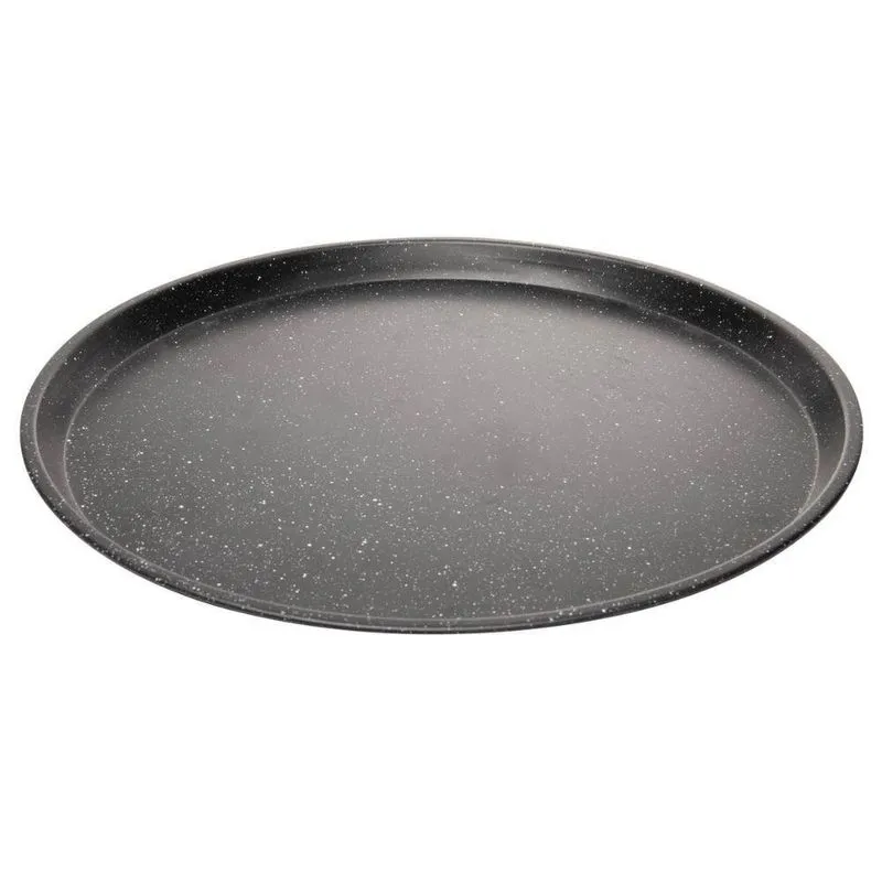 Forma Assadeira Antiaderente Redonda Em Aço Carbono Granilite Preta Pizza 32x32cm Lyor